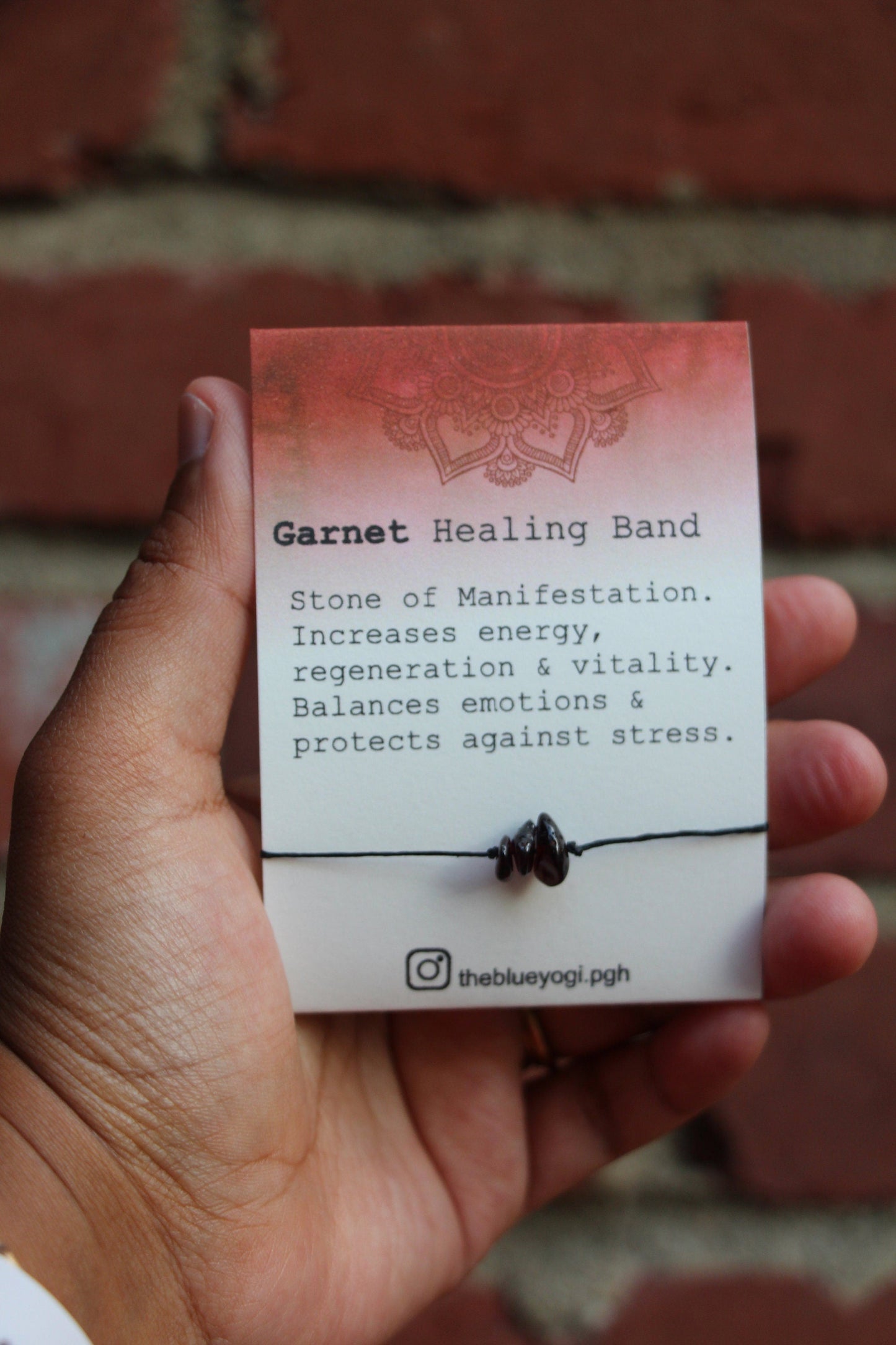 Garnet Healing Band with an Affirmation