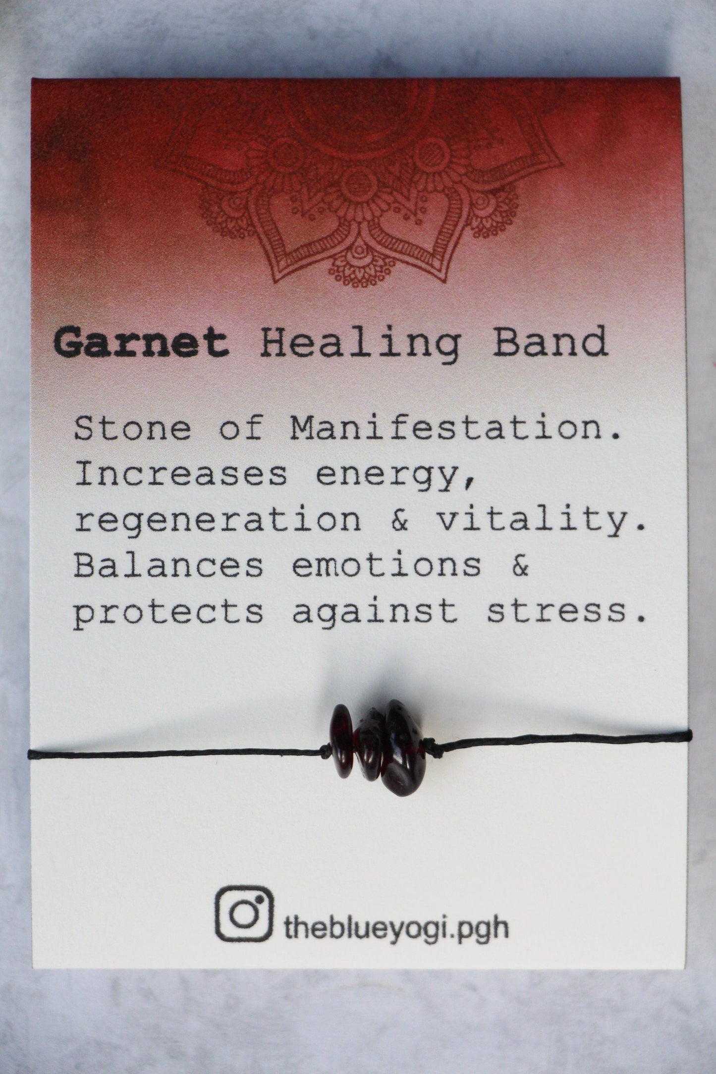 Garnet Healing Band with an Affirmation