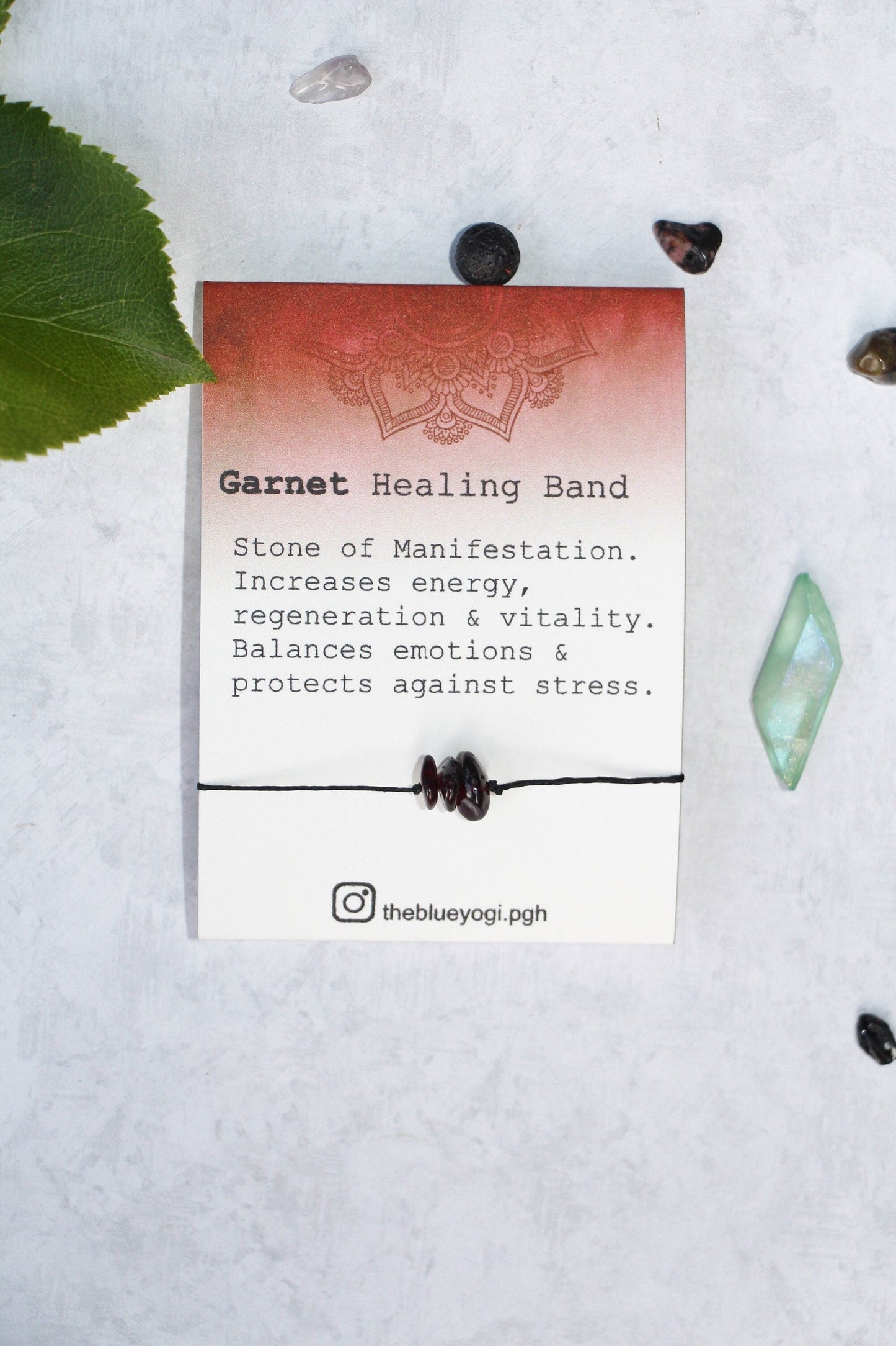 Garnet Healing Band with an Affirmation