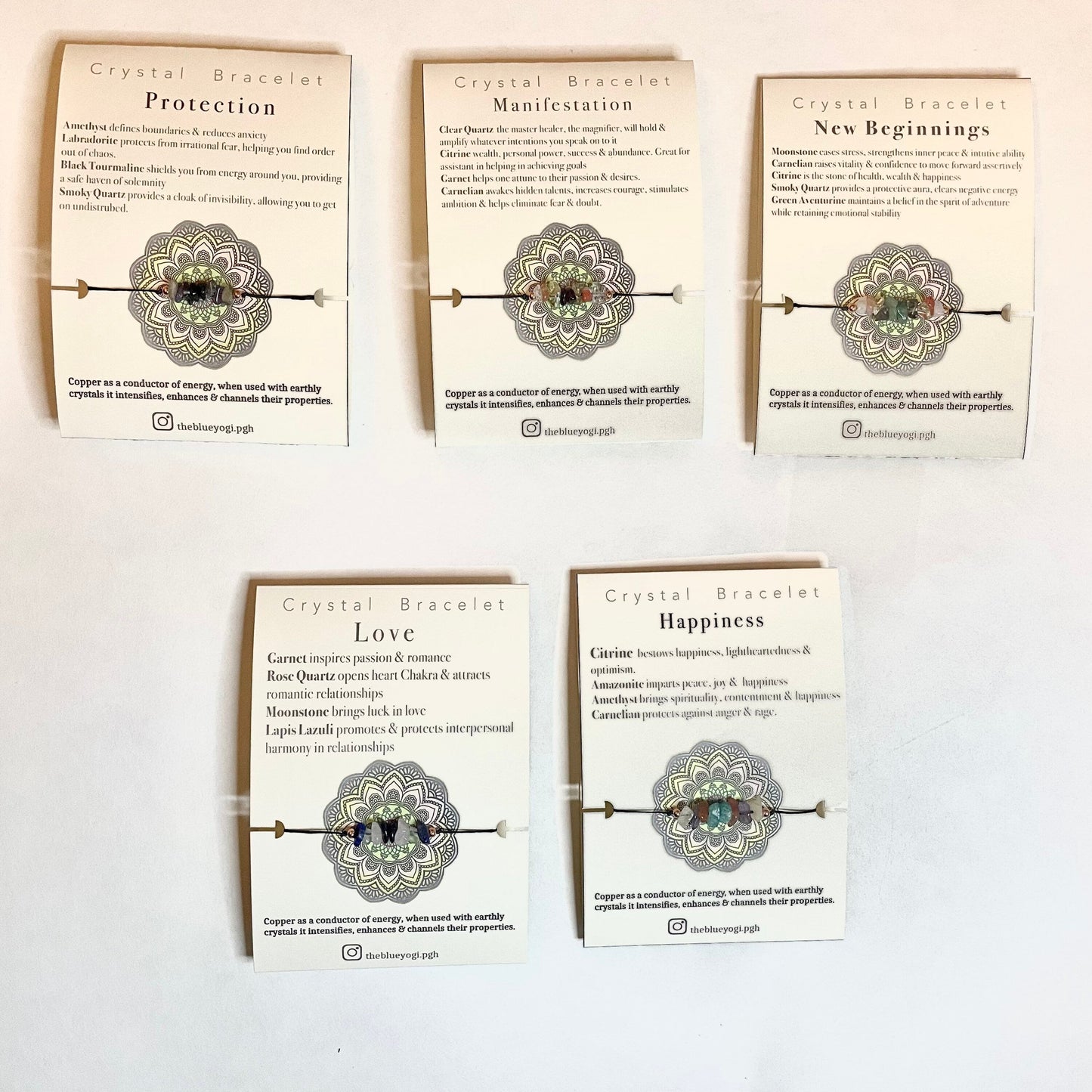 Wellness Gift Box  4 pc set  Crystal bracelet, keychain and seed paper