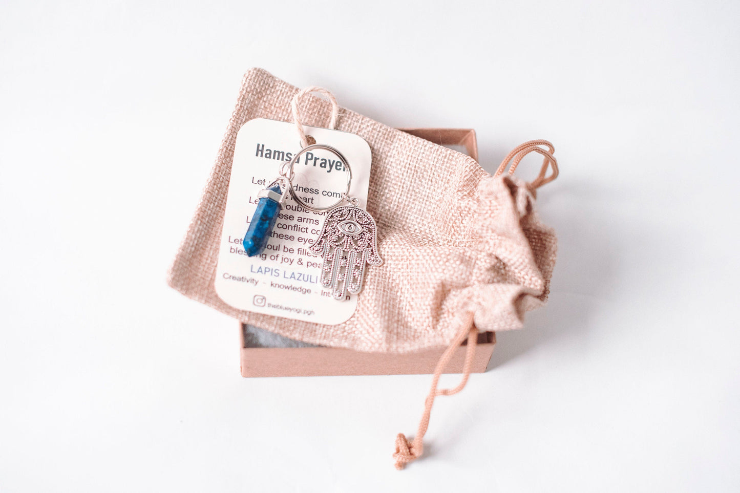 Hamsa & Lapis Lazuli Key chain, Key ring Small gifts