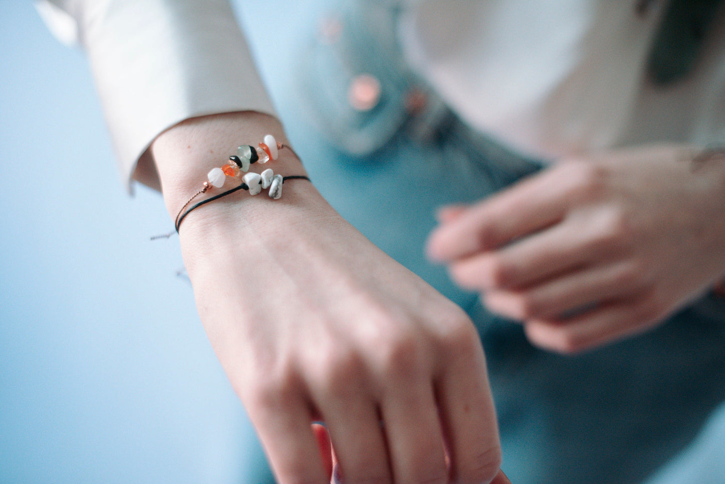 Goldstone Gemstone Power Band with an affirmation - Tie Closure