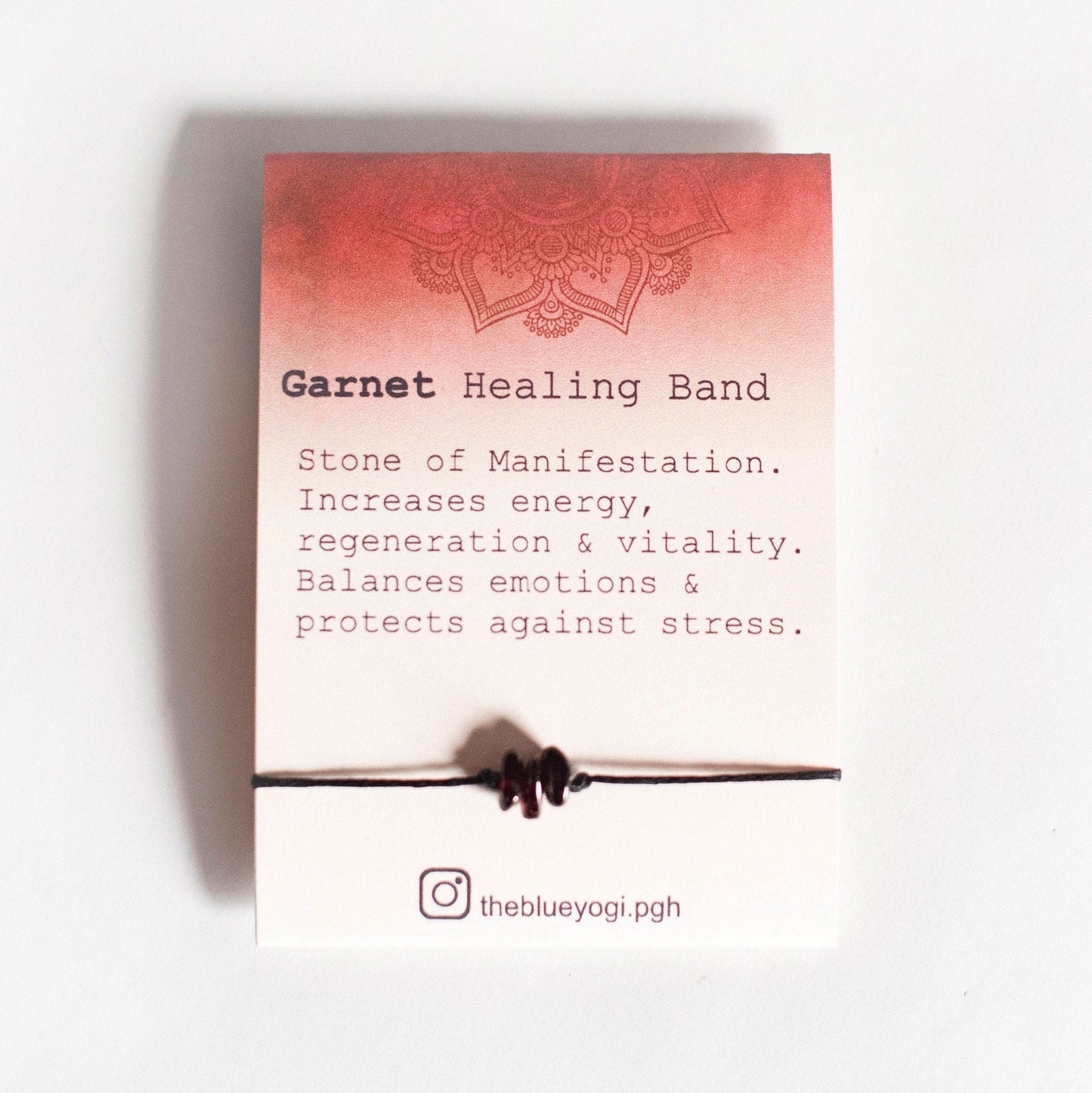 Garnet Healing Band with an Affirmation