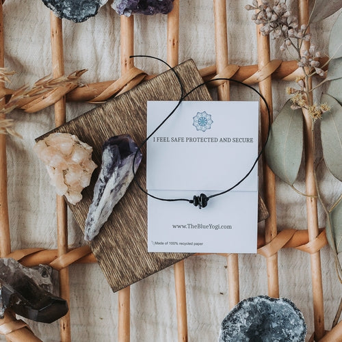 Black Tourmaline Band with an Affirmation