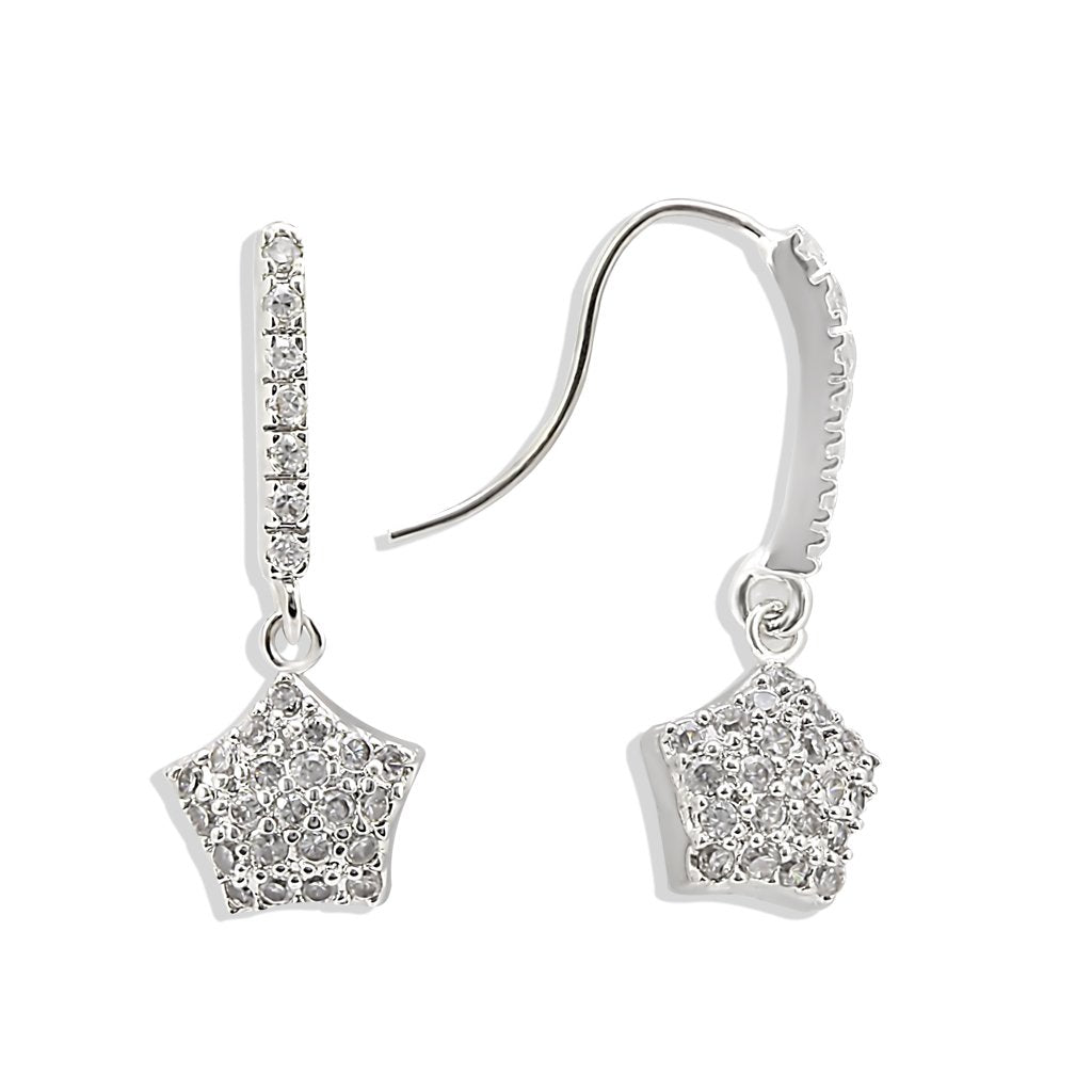 LO895 Rhodium Brass Earrings with AAA Grade CZ in