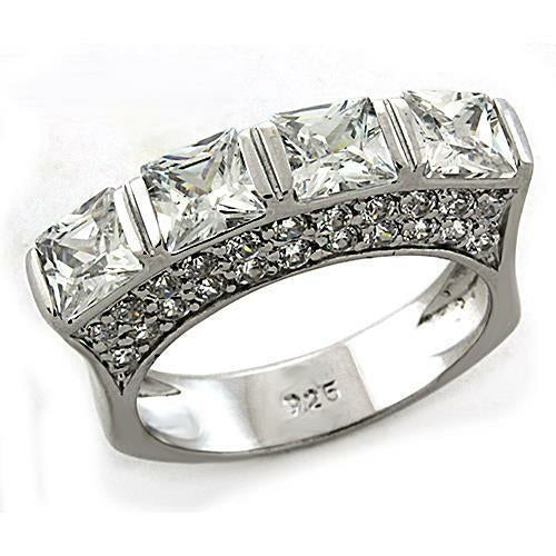 LOAS1188 - Rhodium 925 Sterling Silver Ring with AAA Grade CZ in