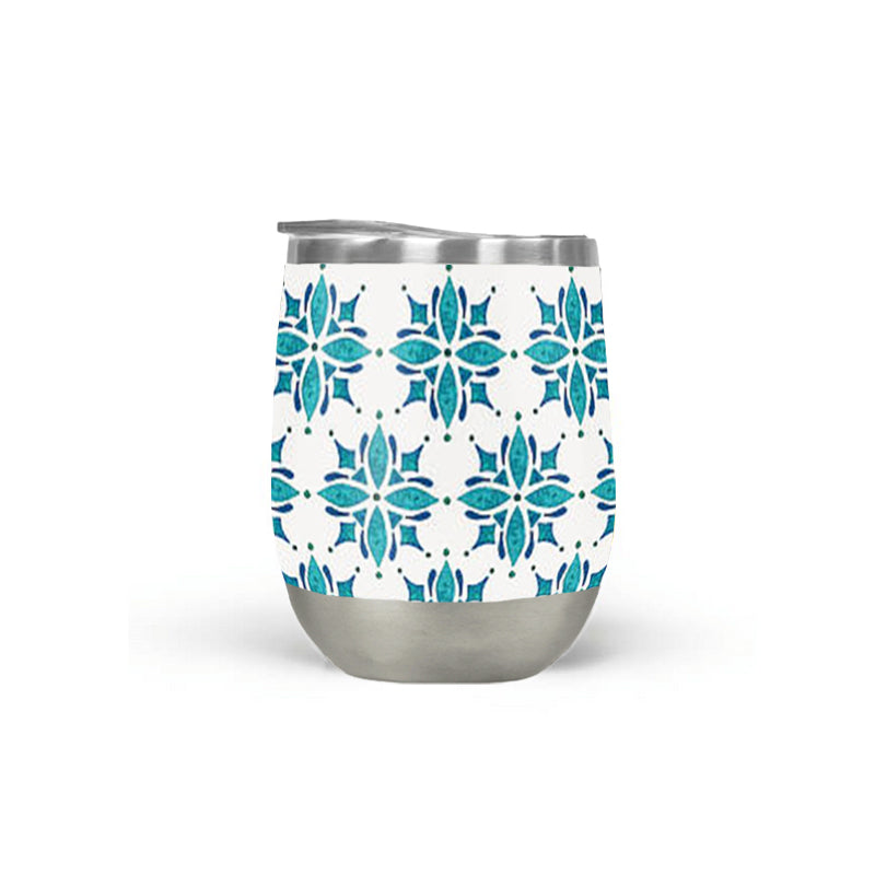 Teal Tile Wine Tumbler