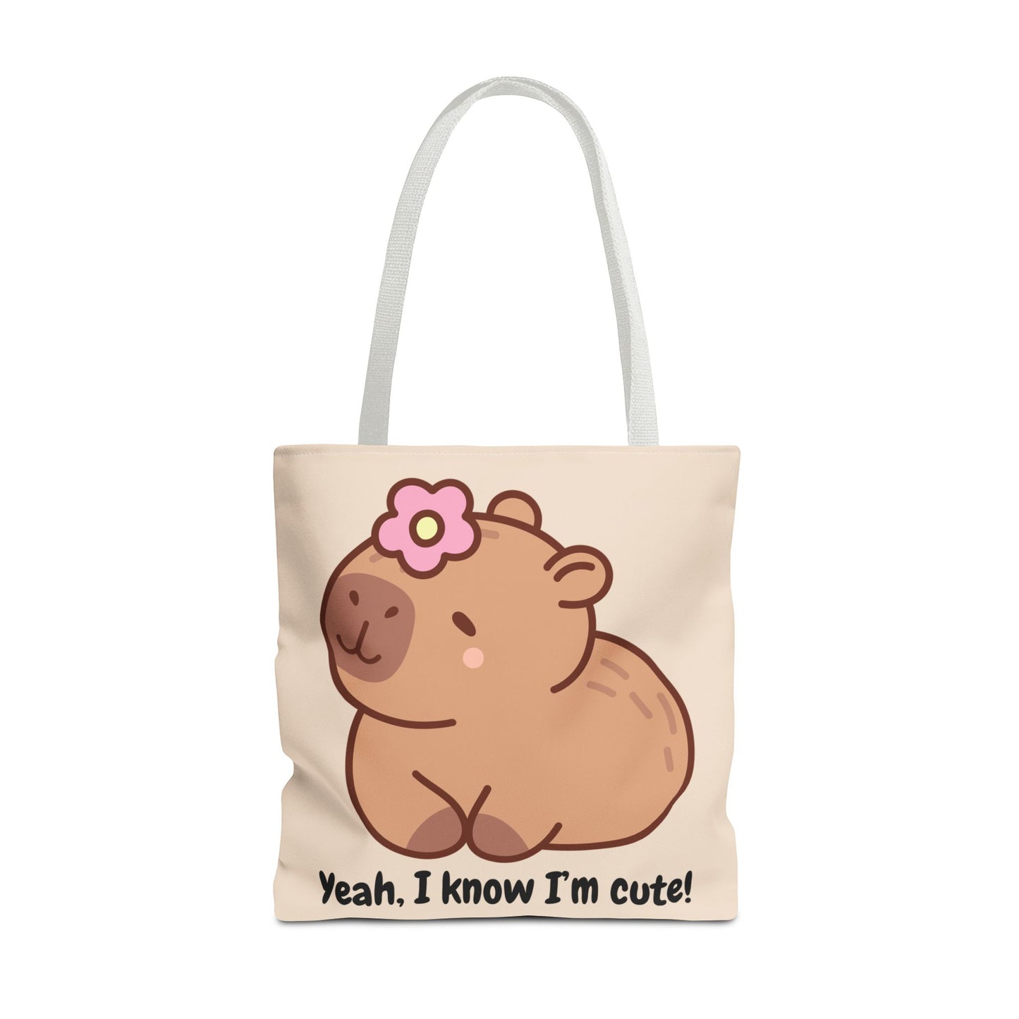 Cute Capybara Tote Bag - "Yeah, I Know I'm Cute!"