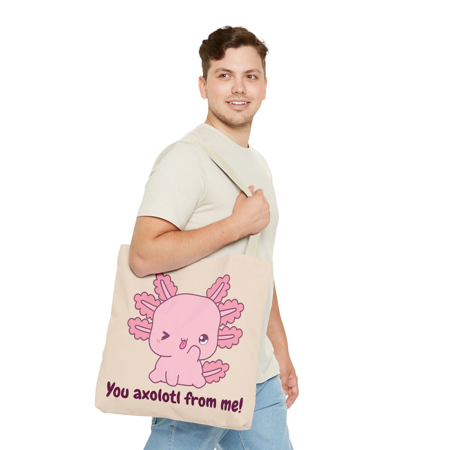 Cute Axolotl Tote Bag - 'You Axolotl From Me!' Playful Design