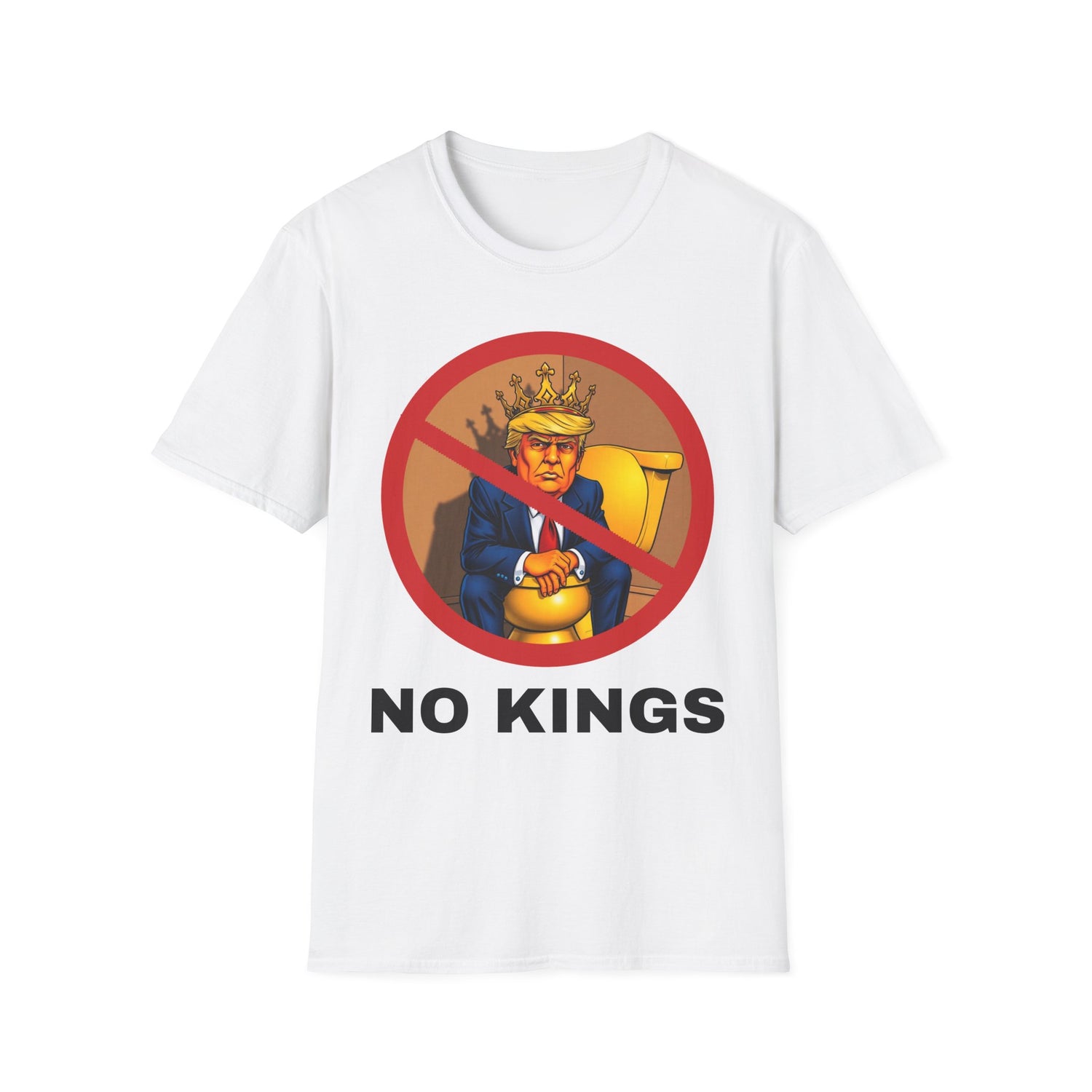 Humorous NO KINGS T-shirt in white