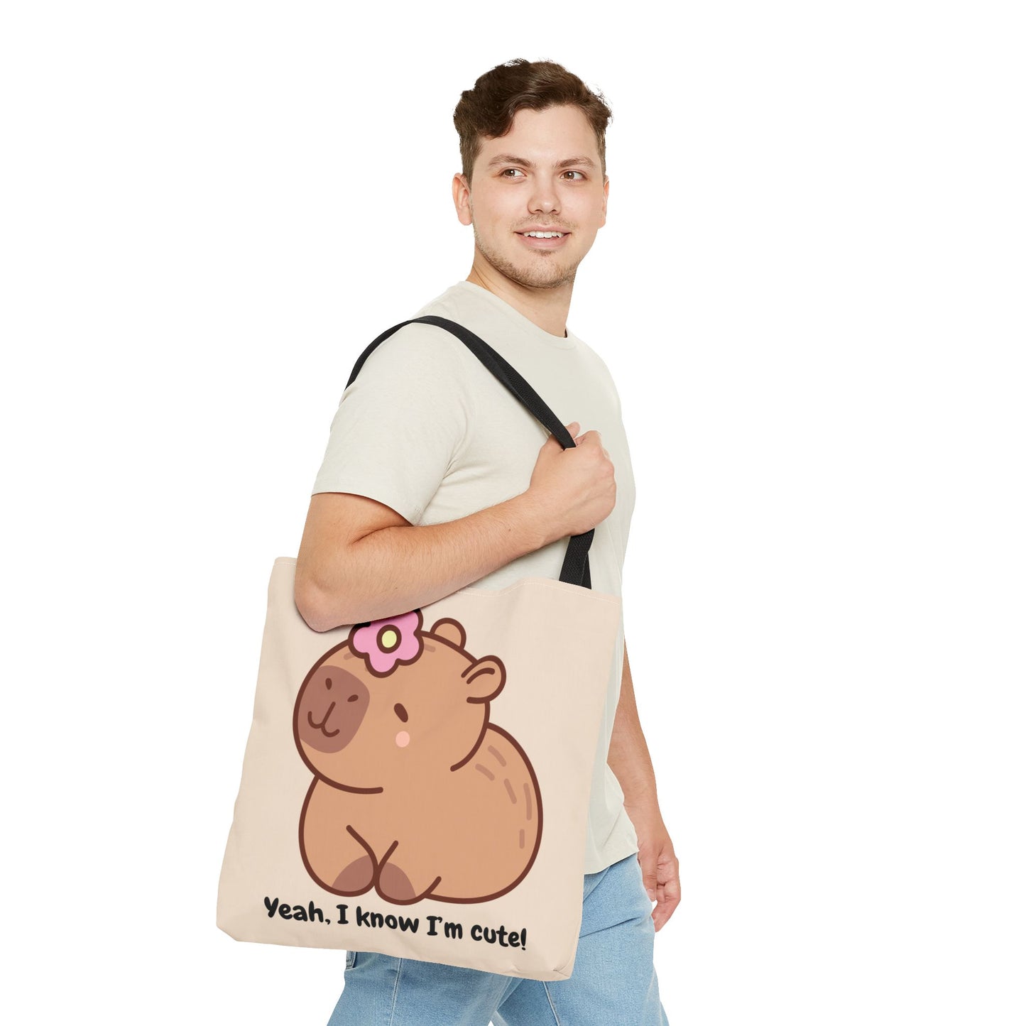 Cute Capybara Tote Bag - "Yeah, I Know I'm Cute!"