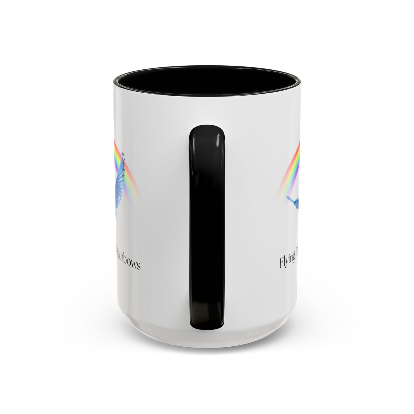 Flying Beyond Rainbows Accent Coffee Mug - Inspirational Bird Design