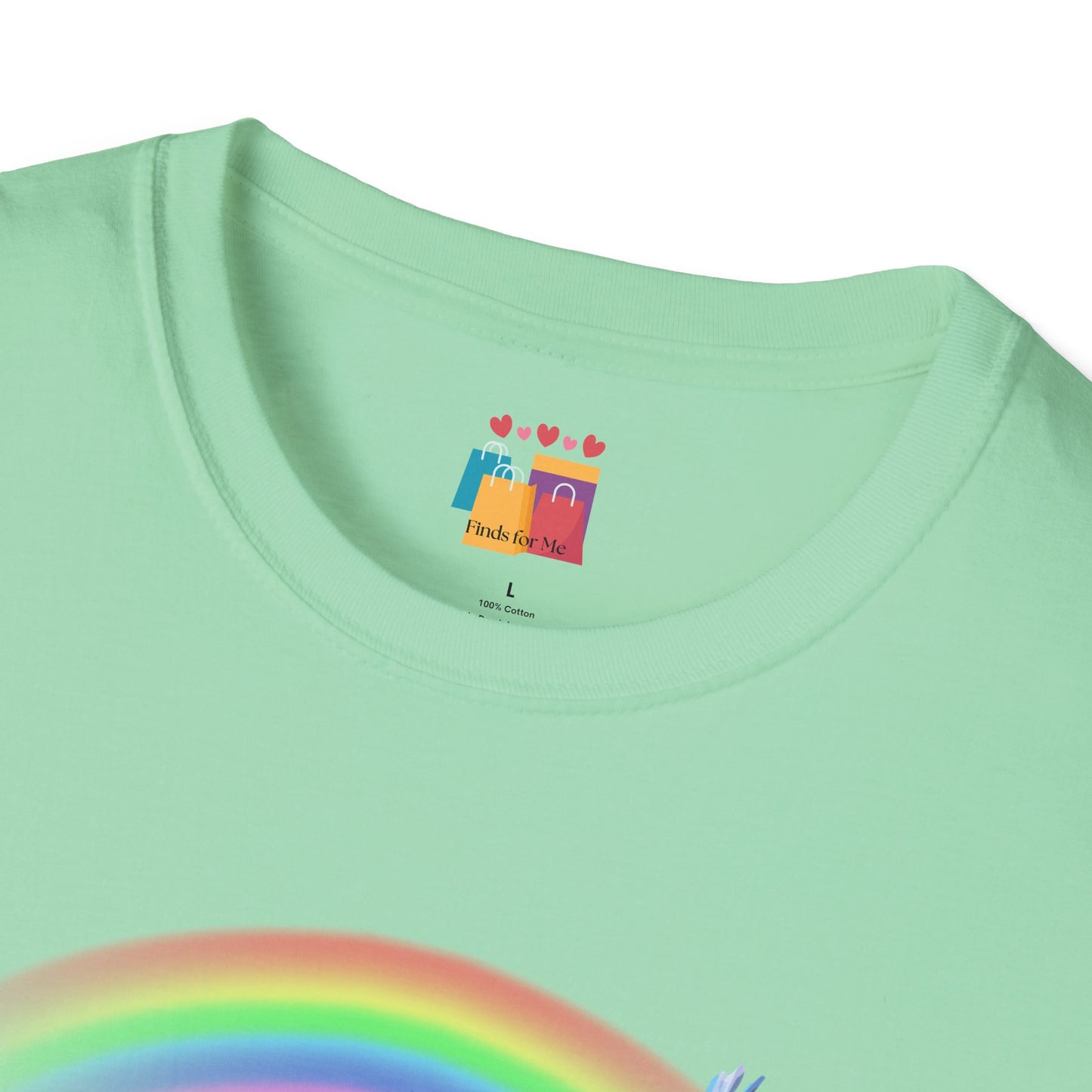 Flying Beyond Rainbows Unisex Softstyle T-Shirt - Dreamy Bird & Rainbow Design