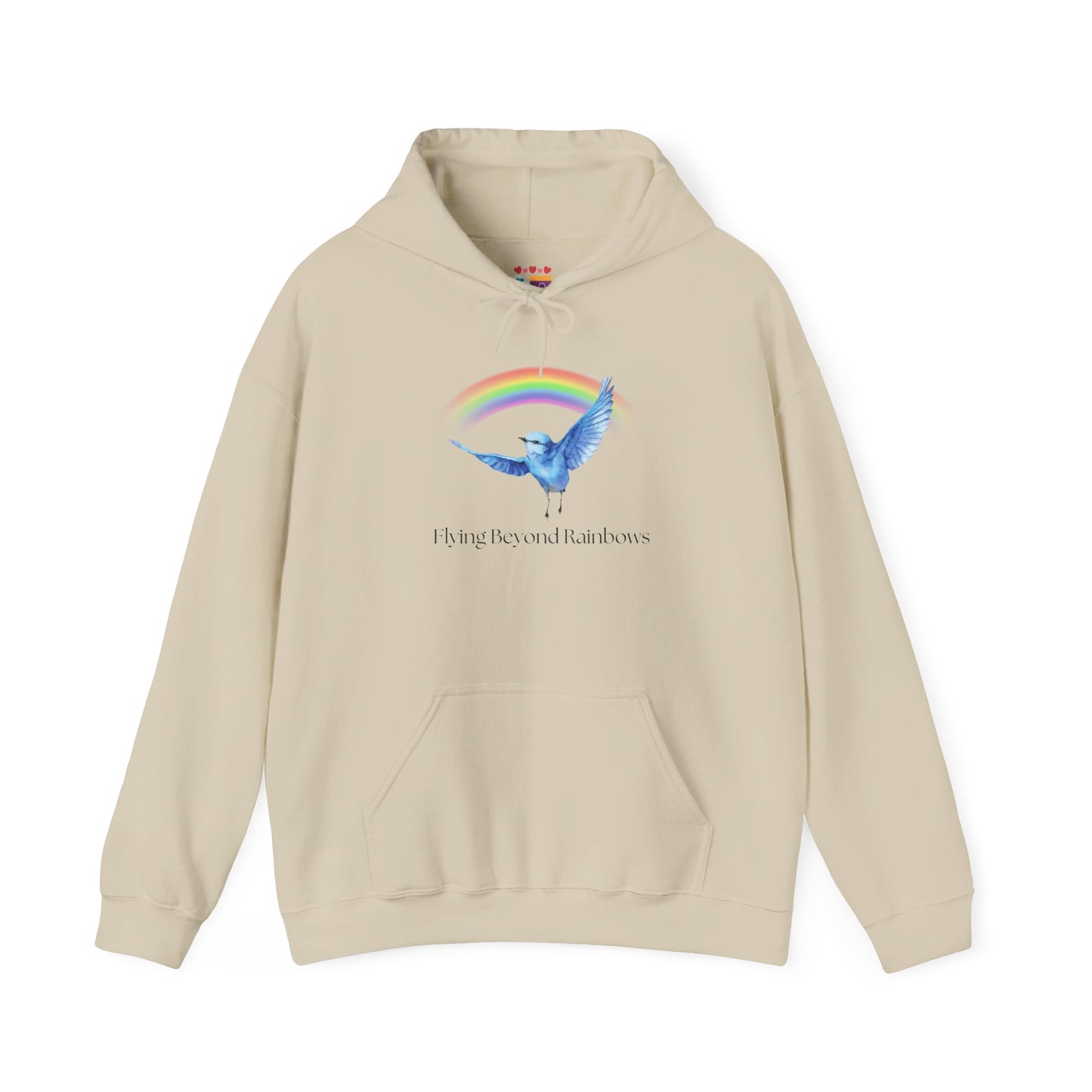 Flying Beyond Rainbows Unisex Heavy Blend™ Hoodie - Inspirational Design for Cozy Comfort