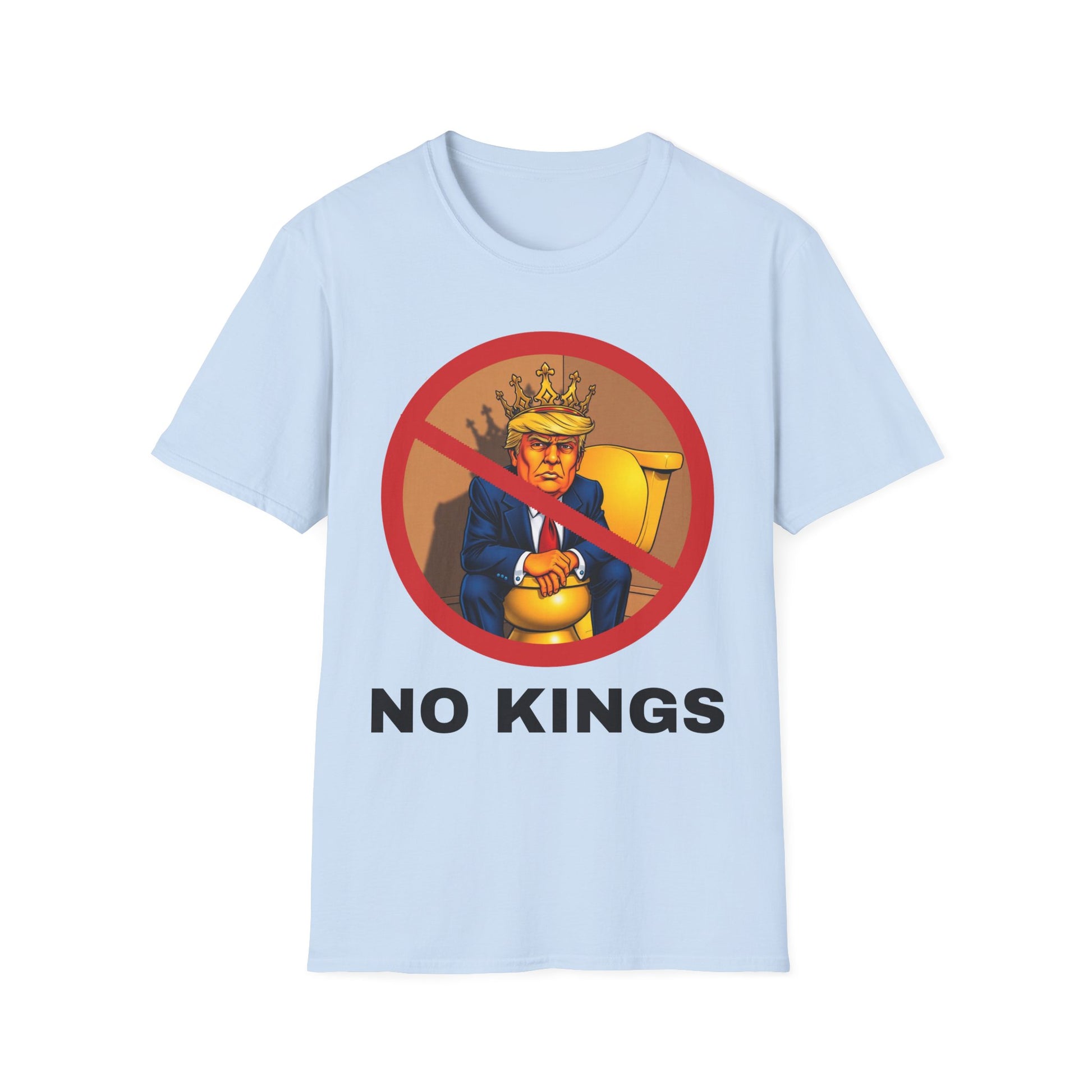 Humorous NO KINGS T-shirt in blue