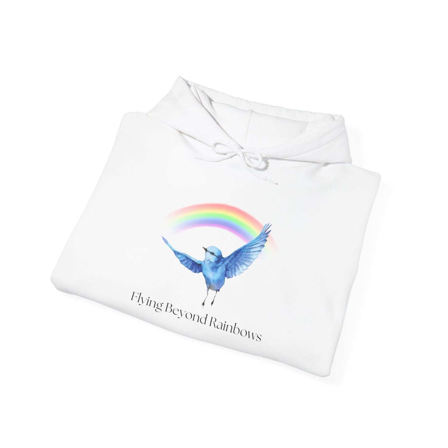 Flying Beyond Rainbows Unisex Heavy Blend™ Hoodie - Inspirational Design for Cozy Comfort