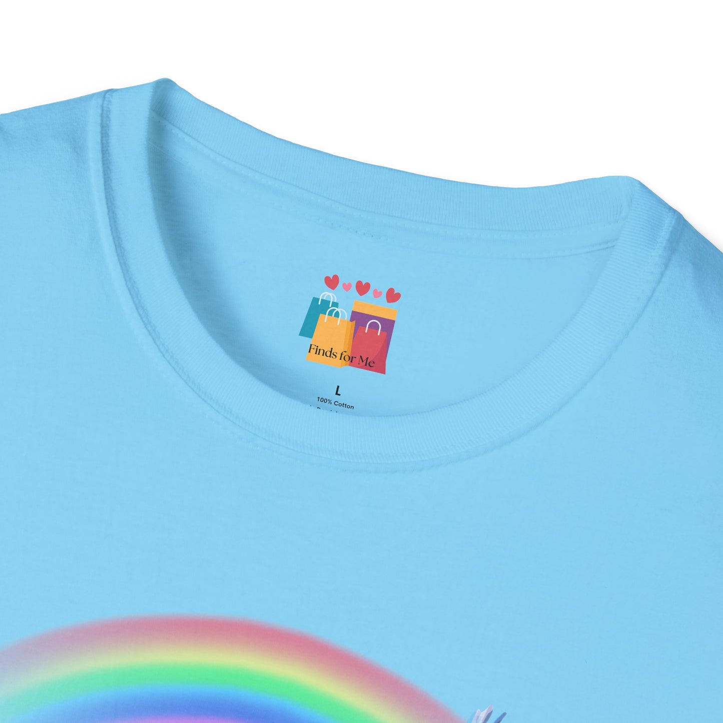 Flying Beyond Rainbows Unisex Softstyle T-Shirt - Dreamy Bird & Rainbow Design