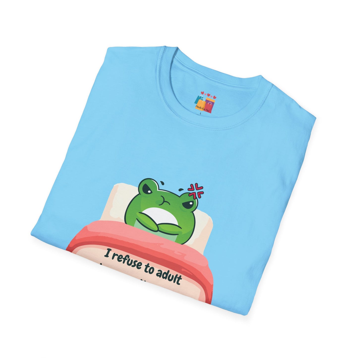 Funny Unisex Softstyle T-Shirt - 'I Refuse to Adult' Frog Design