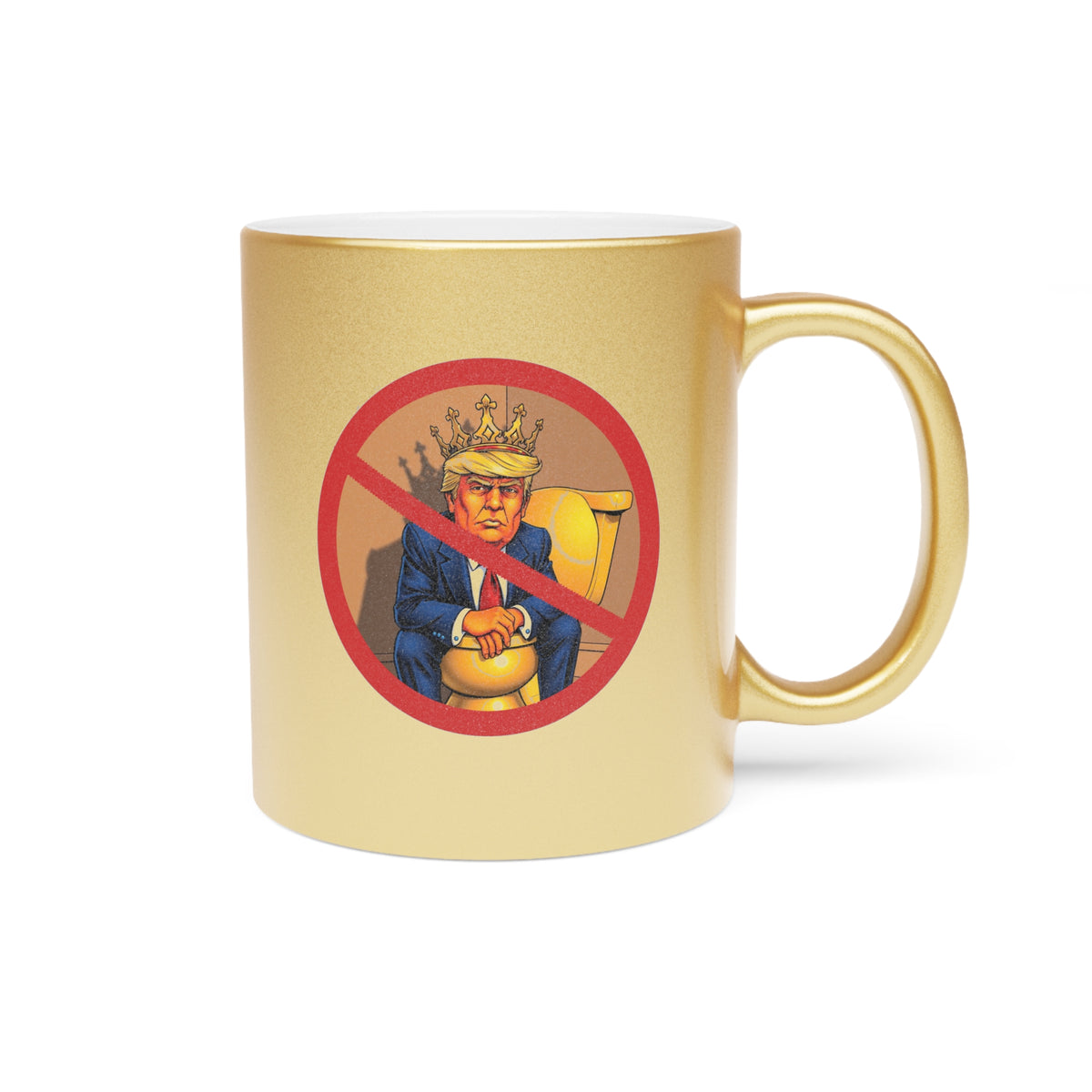 No Kings metallic mug | Gold finish, bold text design
