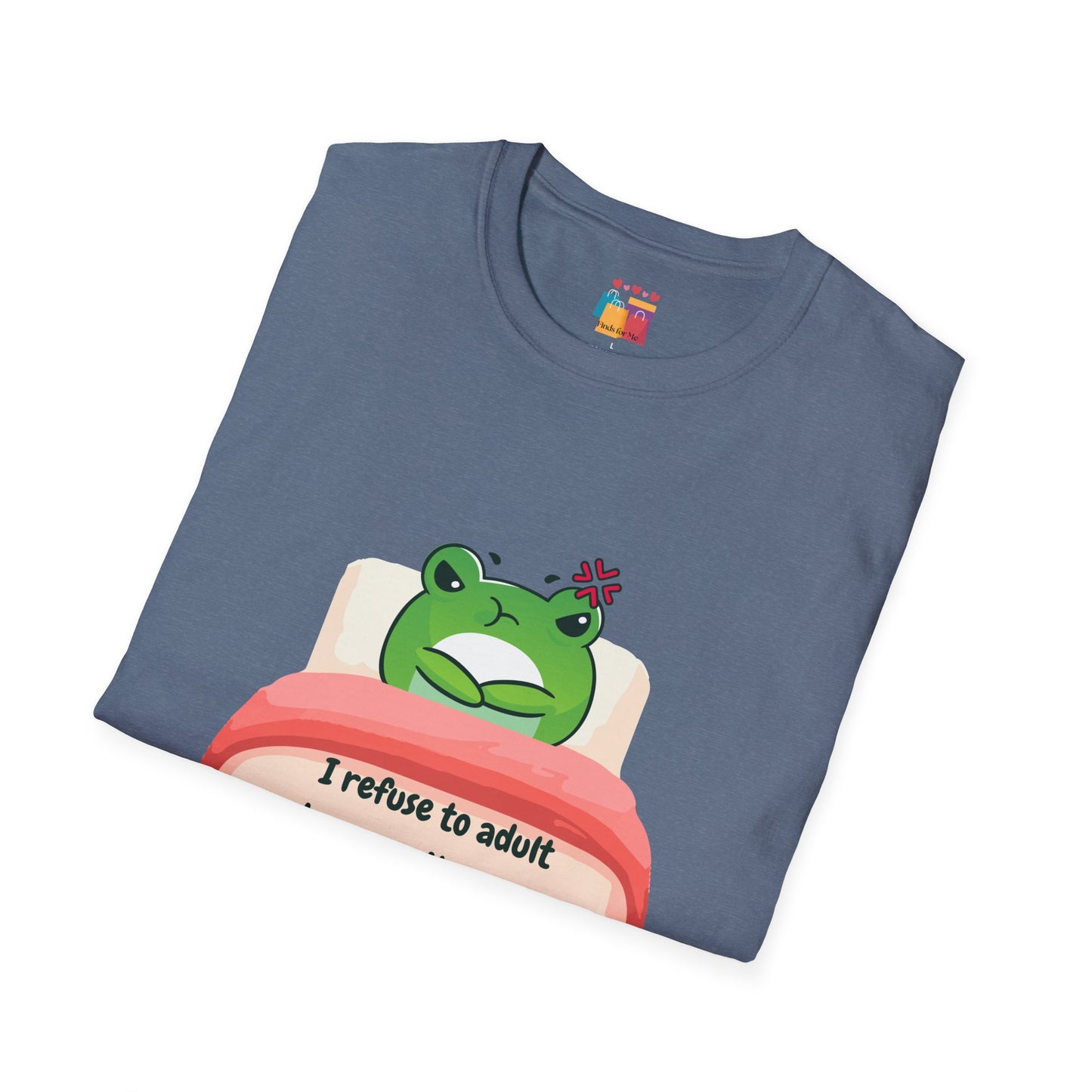 Funny Unisex Softstyle T-Shirt - 'I Refuse to Adult' Frog Design