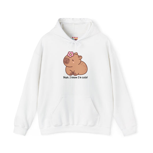 Cute Capybara Hoodie - Yeah I Know I'm Cute - Unisex Heavy Blend™ Sweatshirt