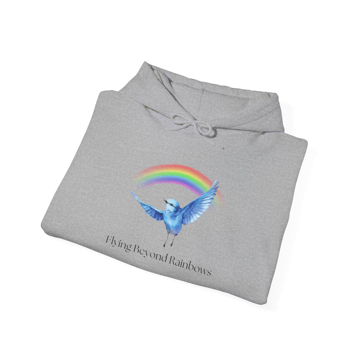 Flying Beyond Rainbows Unisex Heavy Blend™ Hoodie - Inspirational Design for Cozy Comfort