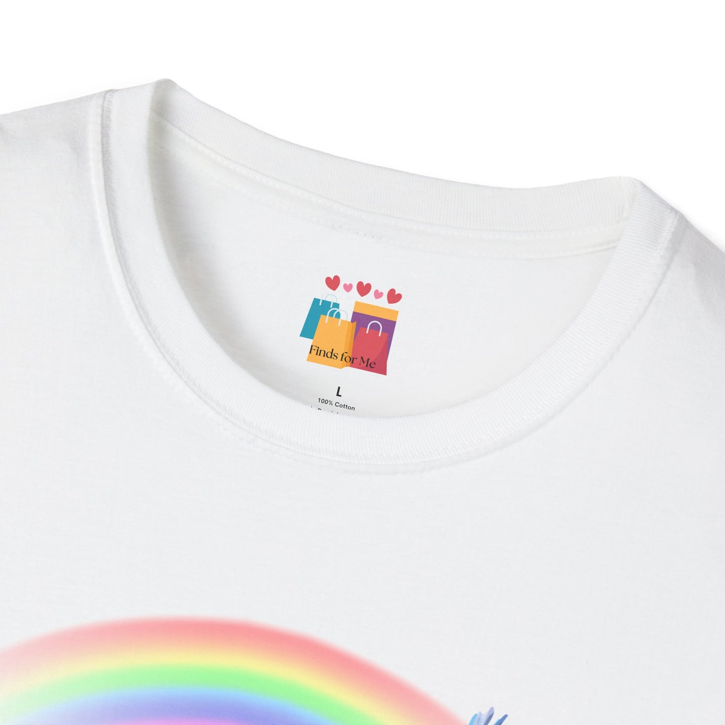 Flying Beyond Rainbows Unisex Softstyle T-Shirt - Dreamy Bird & Rainbow Design