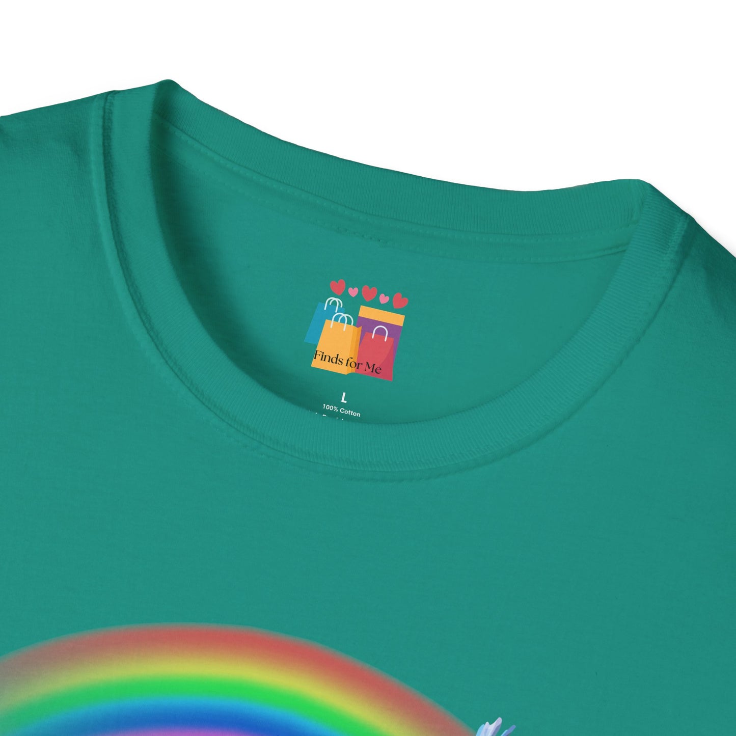 Flying Beyond Rainbows Unisex Softstyle T-Shirt - Dreamy Bird & Rainbow Design