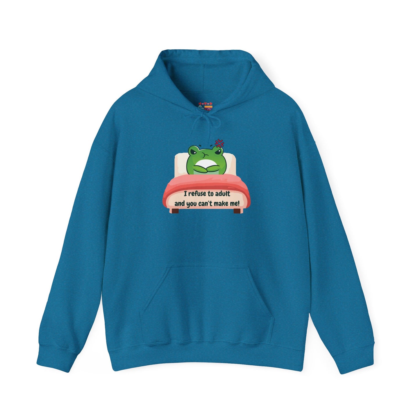 Playful Frog Hoodie - 'I Refuse to Adult' Unisex Heavy Blend Sweatshirt