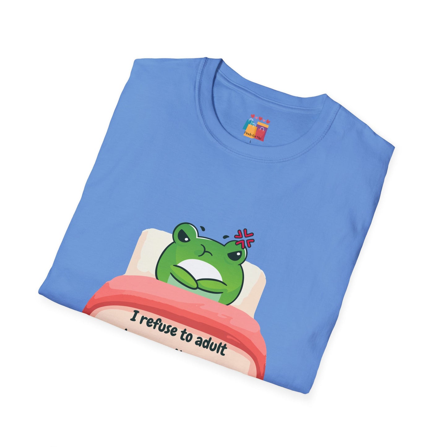 Funny Unisex Softstyle T-Shirt - 'I Refuse to Adult' Frog Design