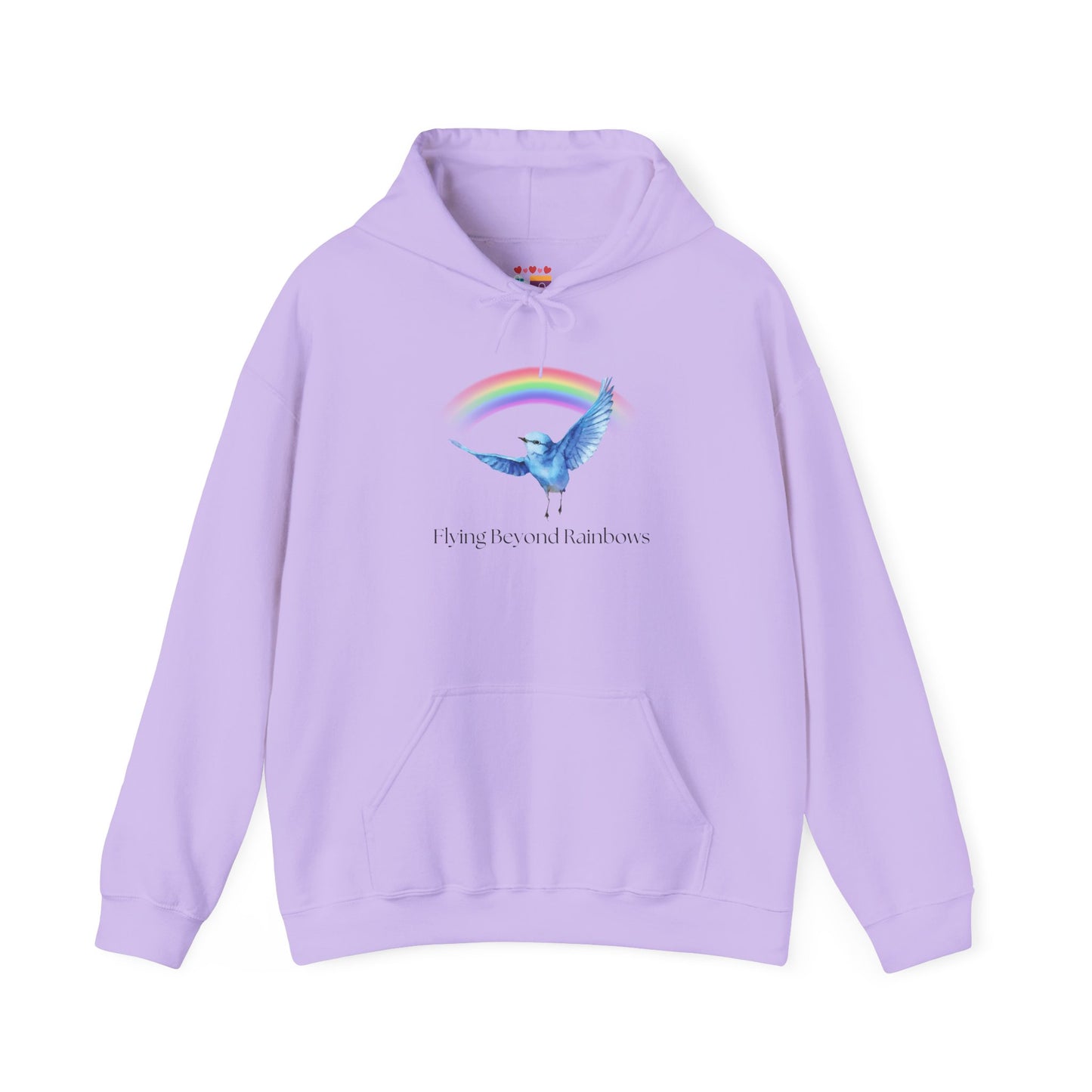 Flying Beyond Rainbows Unisex Heavy Blend™ Hoodie - Inspirational Design for Cozy Comfort