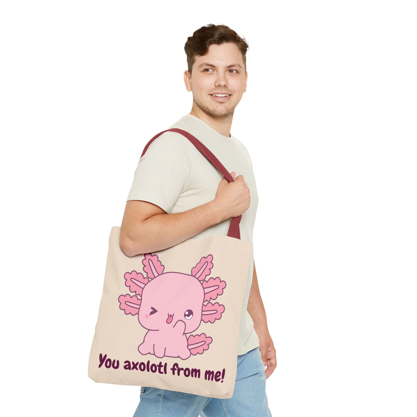 Cute Axolotl Tote Bag - 'You Axolotl From Me!' Playful Design