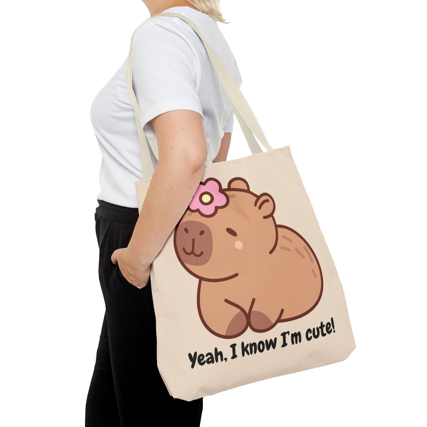 Cute Capybara Tote Bag - "Yeah, I Know I'm Cute!"