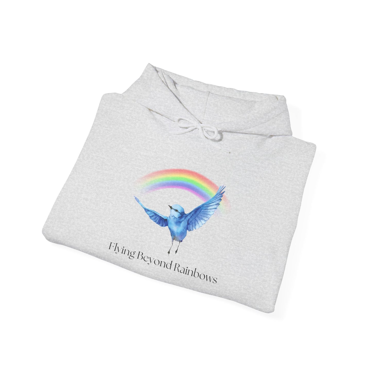 Flying Beyond Rainbows Unisex Heavy Blend™ Hoodie - Inspirational Design for Cozy Comfort