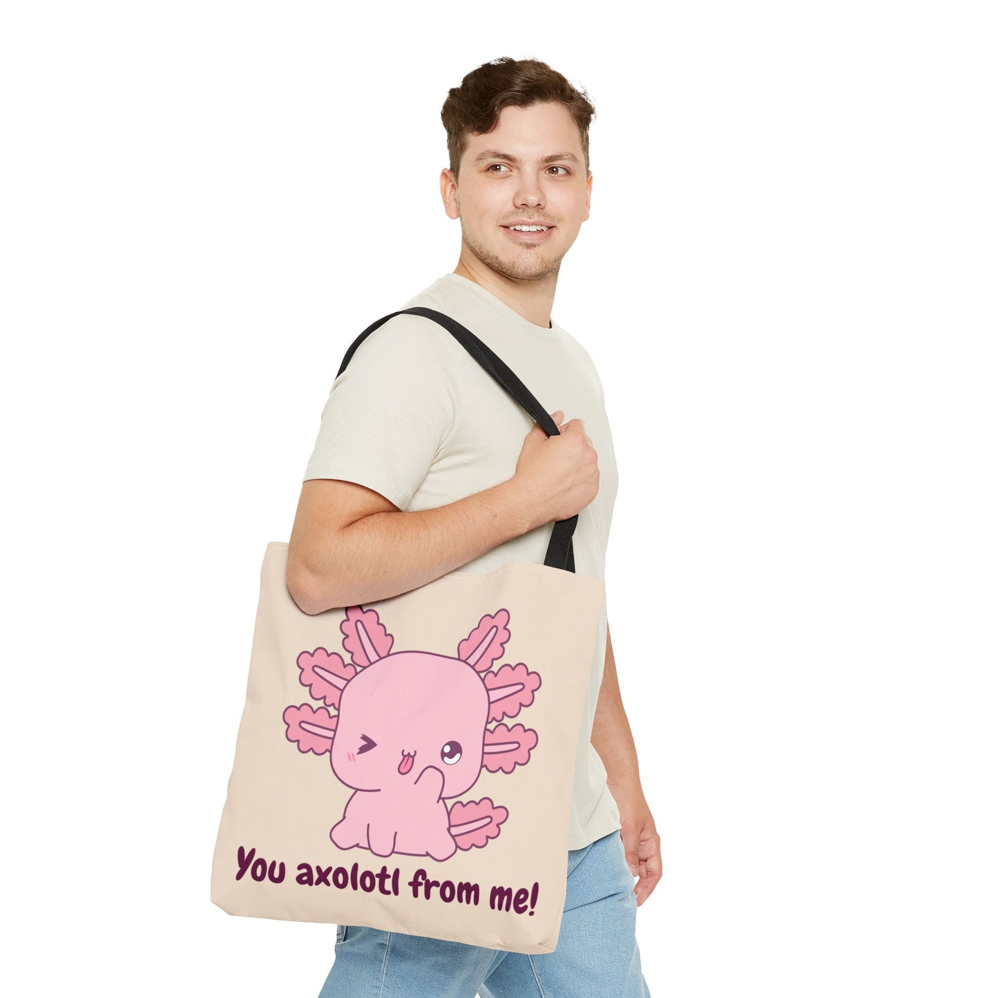 Cute Axolotl Tote Bag - 'You Axolotl From Me!' Playful Design