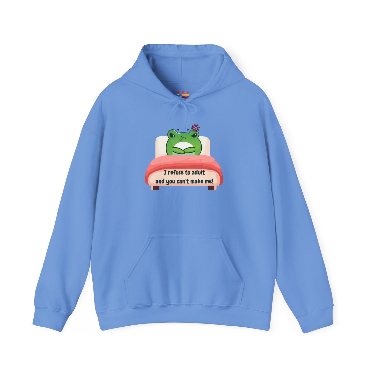 Playful Frog Hoodie - 'I Refuse to Adult' Unisex Heavy Blend Sweatshirt