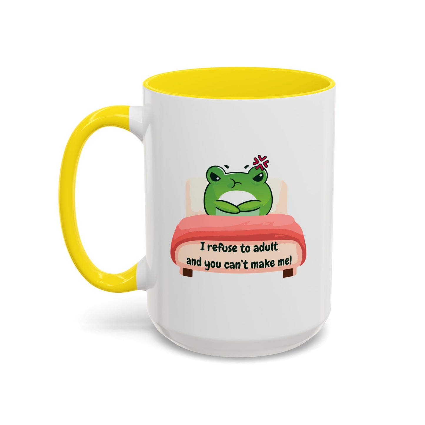 Funny Frog Accent Coffee Mug - "I Refuse to Adult"