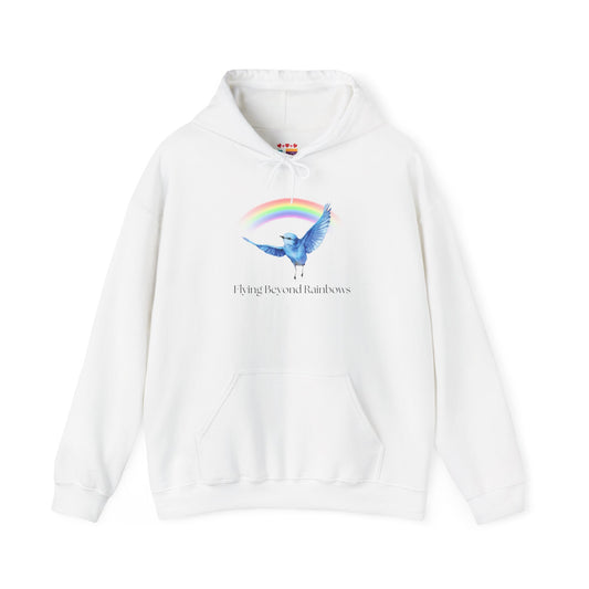 Flying Beyond Rainbows Unisex Heavy Blend™ Hoodie - Inspirational Design for Cozy Comfort