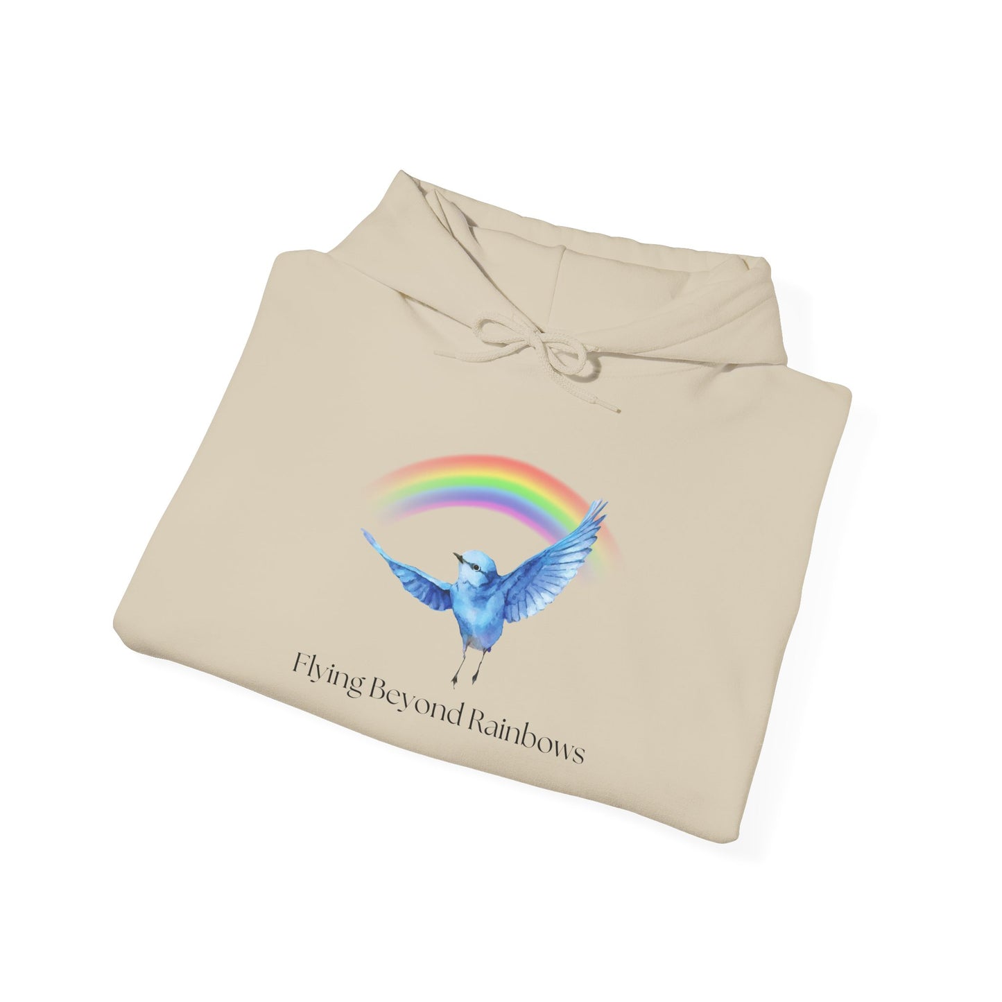 Flying Beyond Rainbows Unisex Heavy Blend™ Hoodie - Inspirational Design for Cozy Comfort