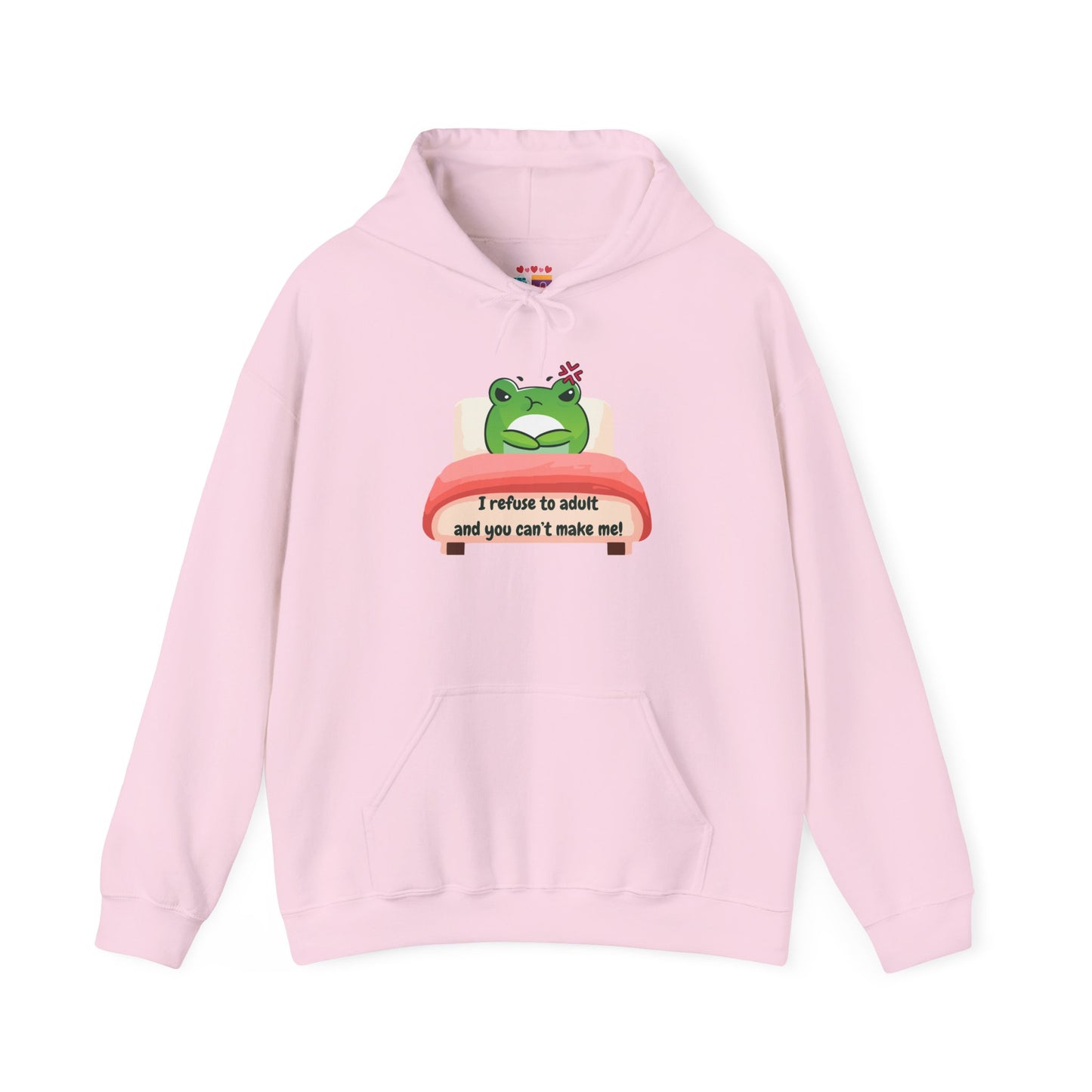 Playful Frog Hoodie - 'I Refuse to Adult' Unisex Heavy Blend Sweatshirt