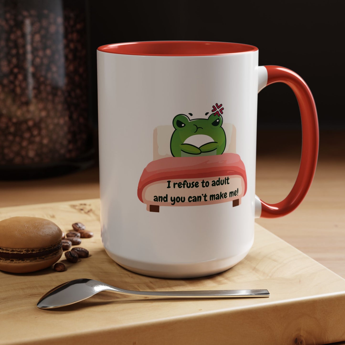 Funny Frog Accent Coffee Mug - "I Refuse to Adult"