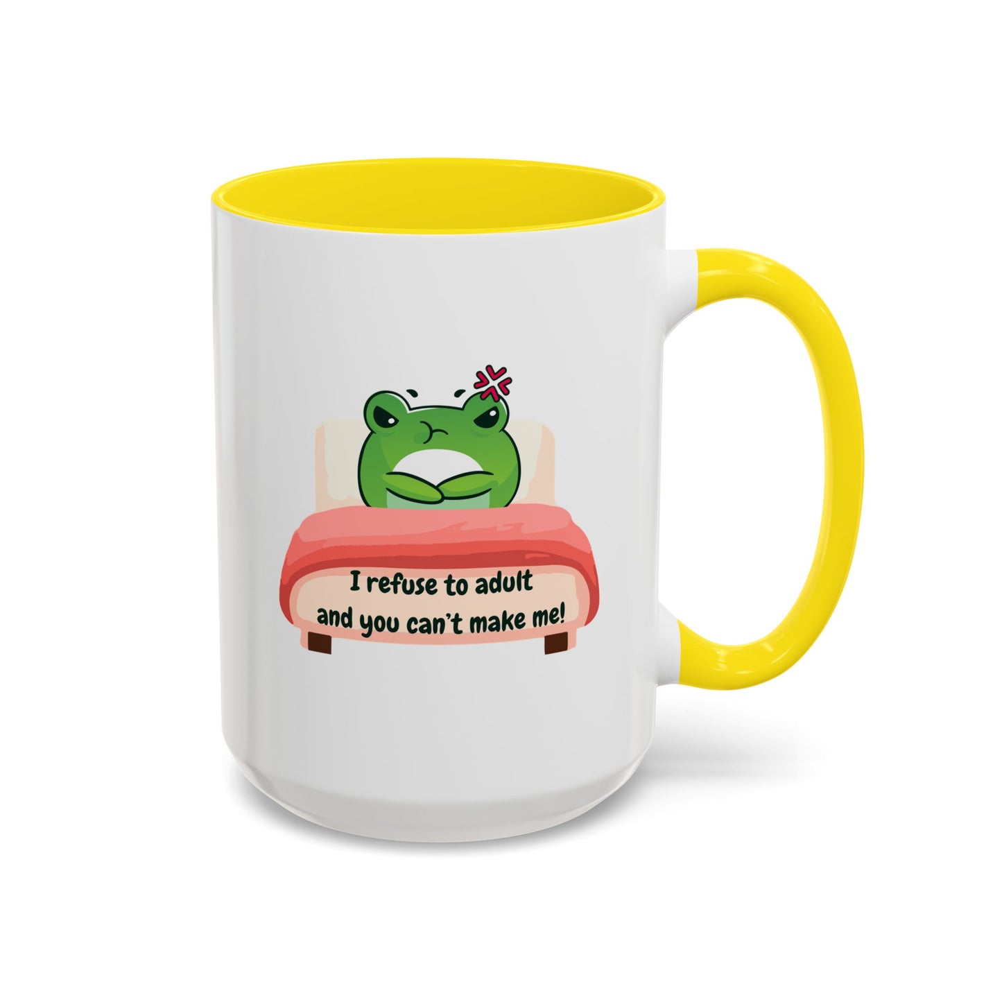 Funny Frog Accent Coffee Mug - "I Refuse to Adult"