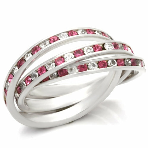35110 - High-Polished 925 Sterling Silver Ring with Top Grade Crystal