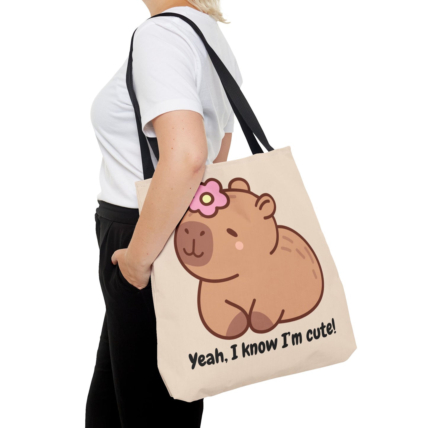 Cute Capybara Tote Bag - "Yeah, I Know I'm Cute!"