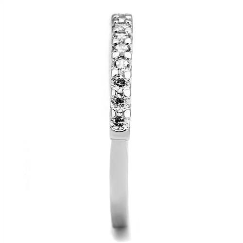 3W1232 - Rhodium Brass Ring with AAA Grade CZ  in Clear