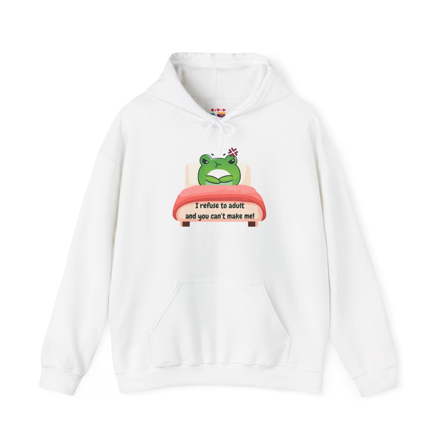 Playful Frog Hoodie - 'I Refuse to Adult' Unisex Heavy Blend Sweatshirt