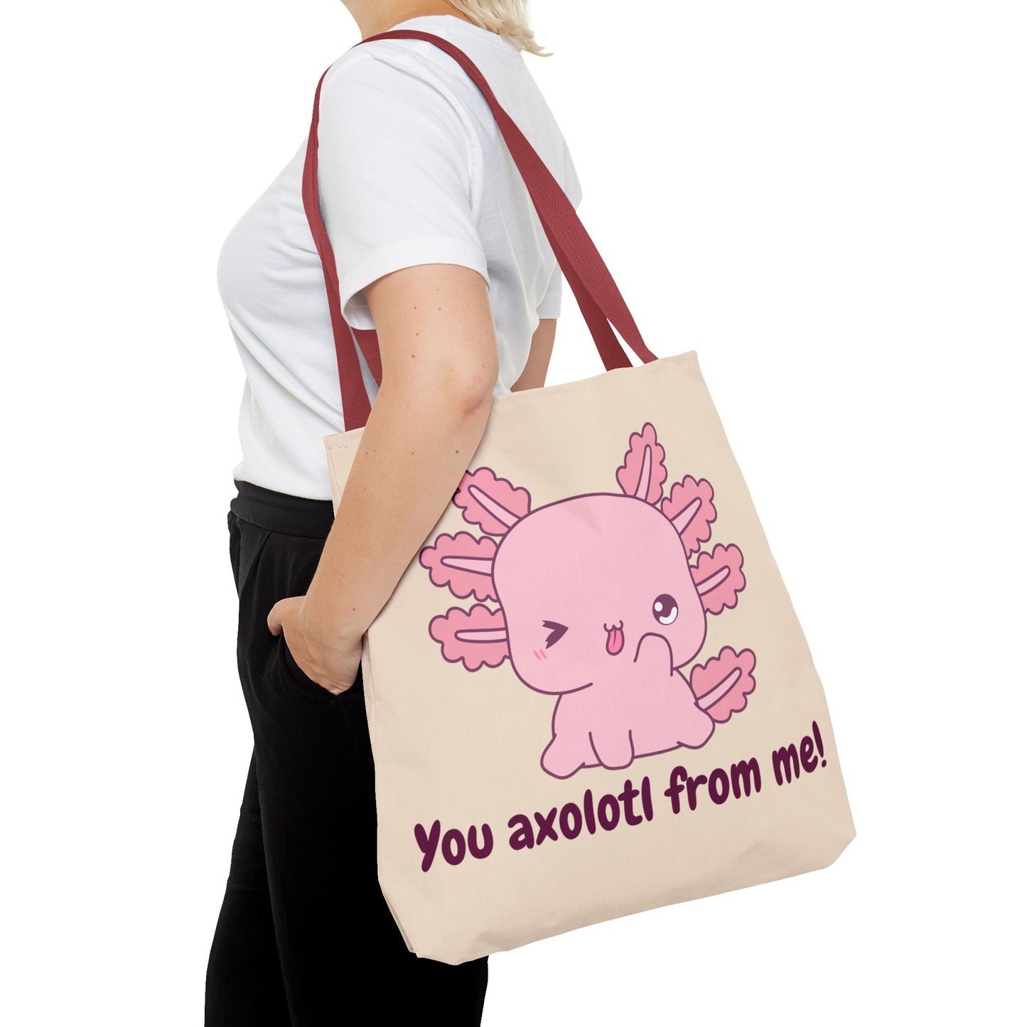 Cute Axolotl Tote Bag - 'You Axolotl From Me!' Playful Design