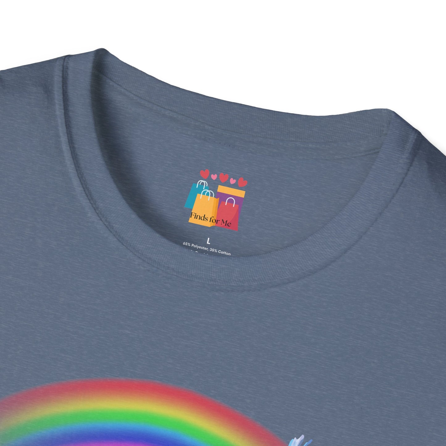 Flying Beyond Rainbows Unisex Softstyle T-Shirt - Dreamy Bird & Rainbow Design