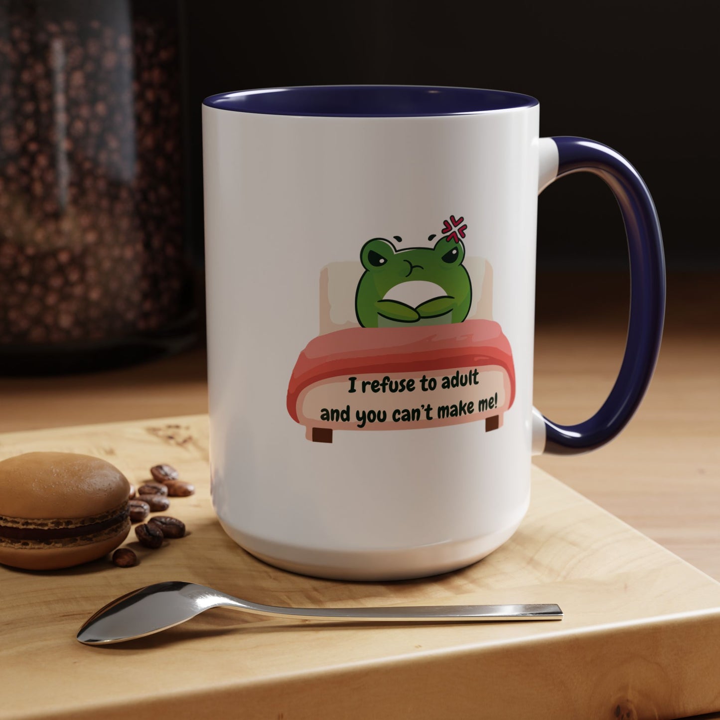 Funny Frog Accent Coffee Mug - "I Refuse to Adult"