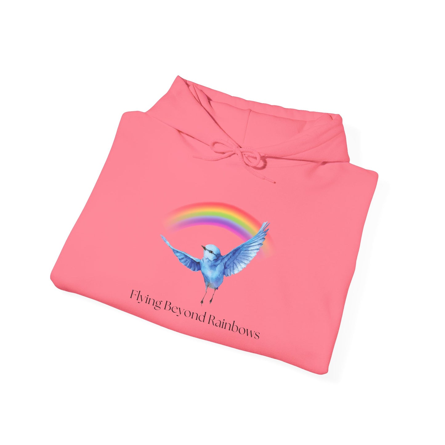 Flying Beyond Rainbows Unisex Heavy Blend™ Hoodie - Inspirational Design for Cozy Comfort